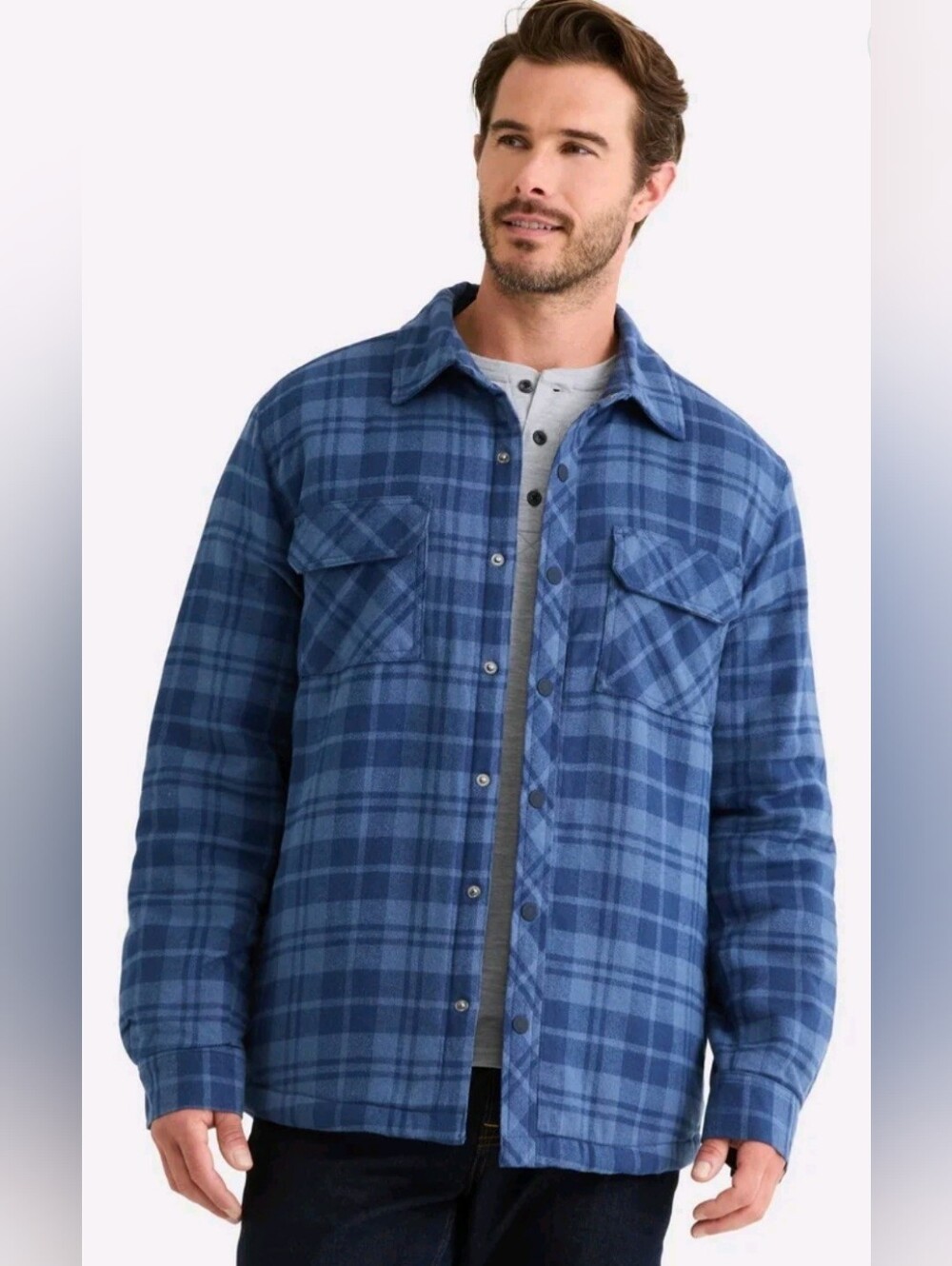 New George Men's Small Fleece Lined Flannel Shirt Jacket
